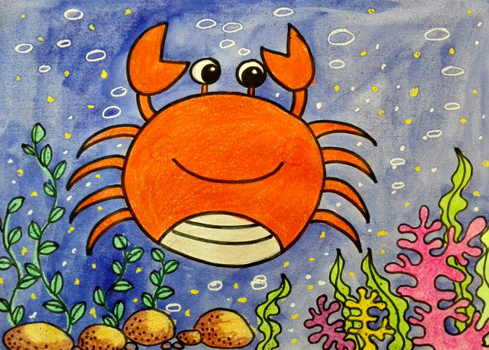 儿童画~海底大螃蟹
