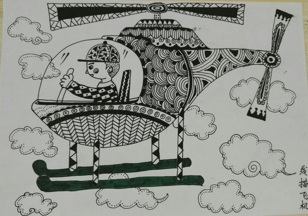 线描装饰画～飞机