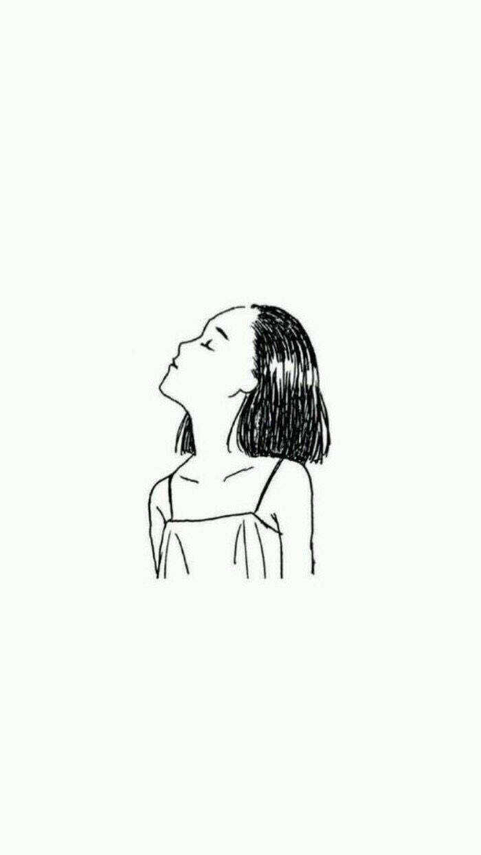 平铺壁纸 手机壁纸 锁屏壁纸卡通 插画 漫画 少女 简单 黑白 个性