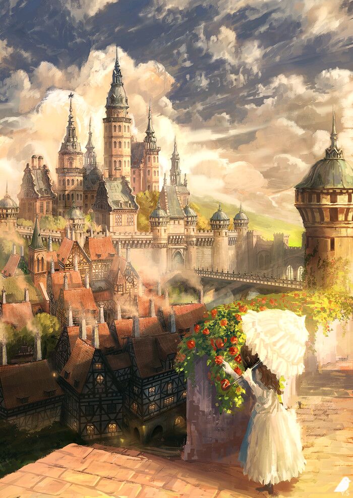 动漫 二次元 意境 背影 封面 少女 花 古风 风景画 背景 壁纸