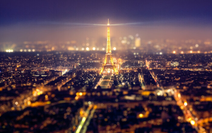 夜景 巴黎铁塔 唯美 光影