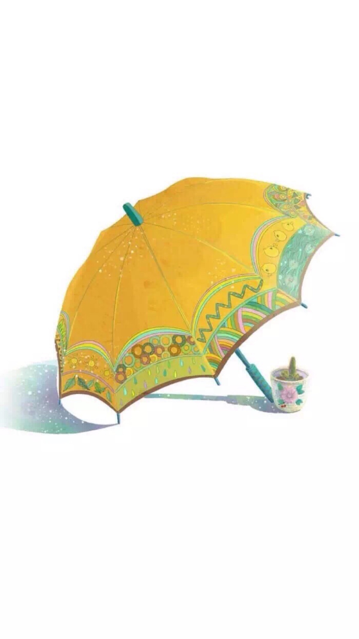 简单 萌物 小清新 雨伞#平铺壁纸"