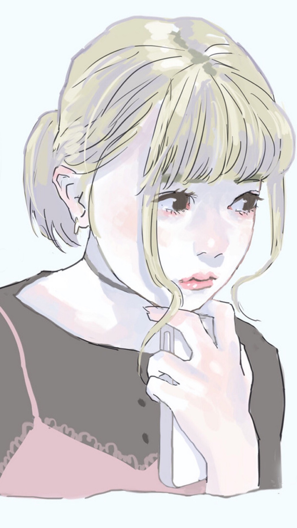 简单 清新 可爱 手绘 卡通 动漫 二次元 萌系 清新 插画 萌妹 手机