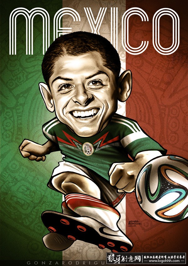 插画\/手绘 足球明星插画设计欣赏 墨西哥创…-