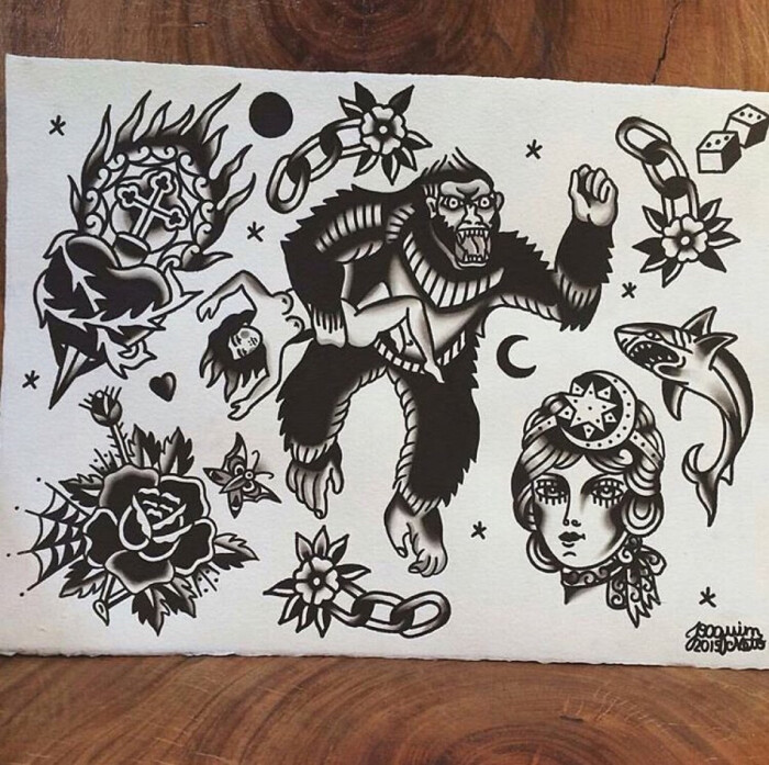 oldschool纹身手稿,oldschool黑白纹身手稿 武汉纹身 湖北纹身 武汉最好的纹身 纹身素材 纹身手稿 oldschool纹身