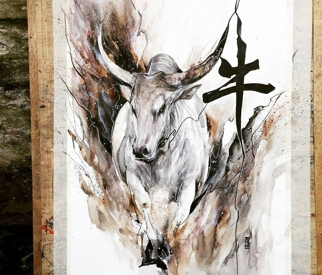 艺术家jongkie水彩画鹿