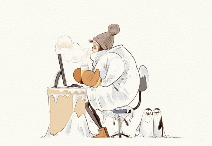 @纸上西游 壁纸 卡通 漫画 头像 女生 企鹅 冬天