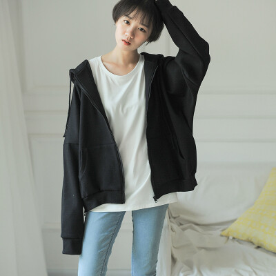 初可秋冬新款超大码运动外套女薄款学生上衣拉