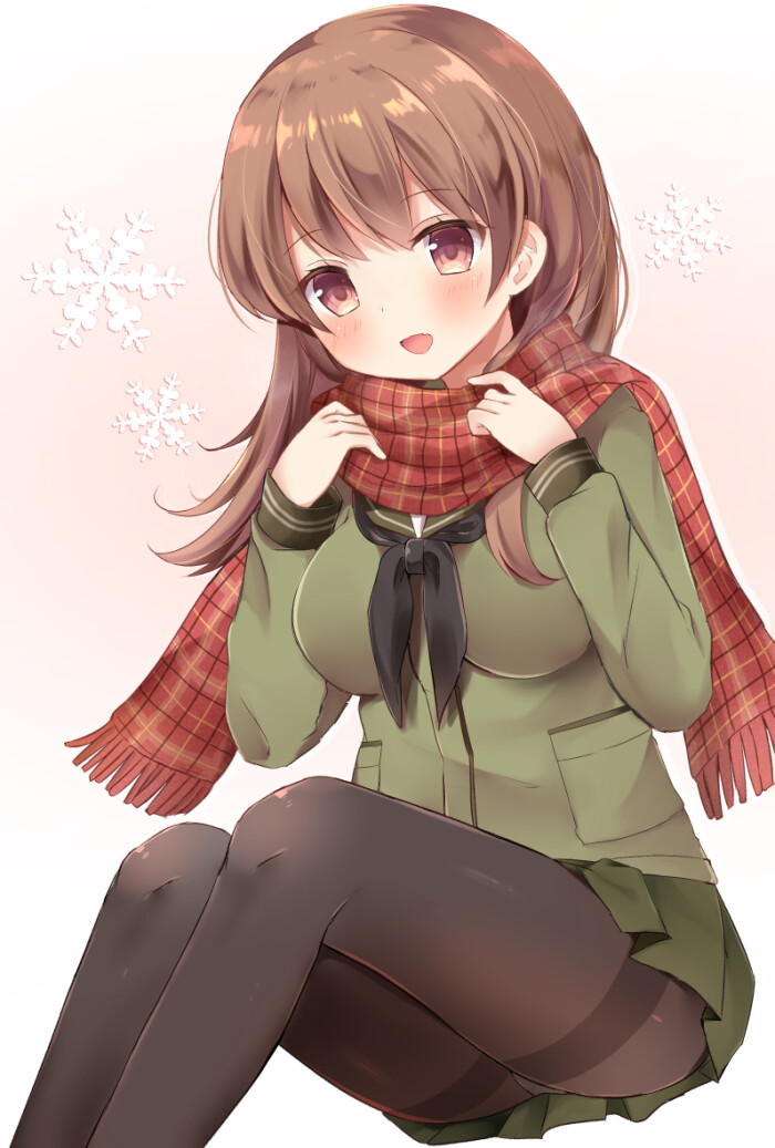 二次元 少女 围巾 冬日