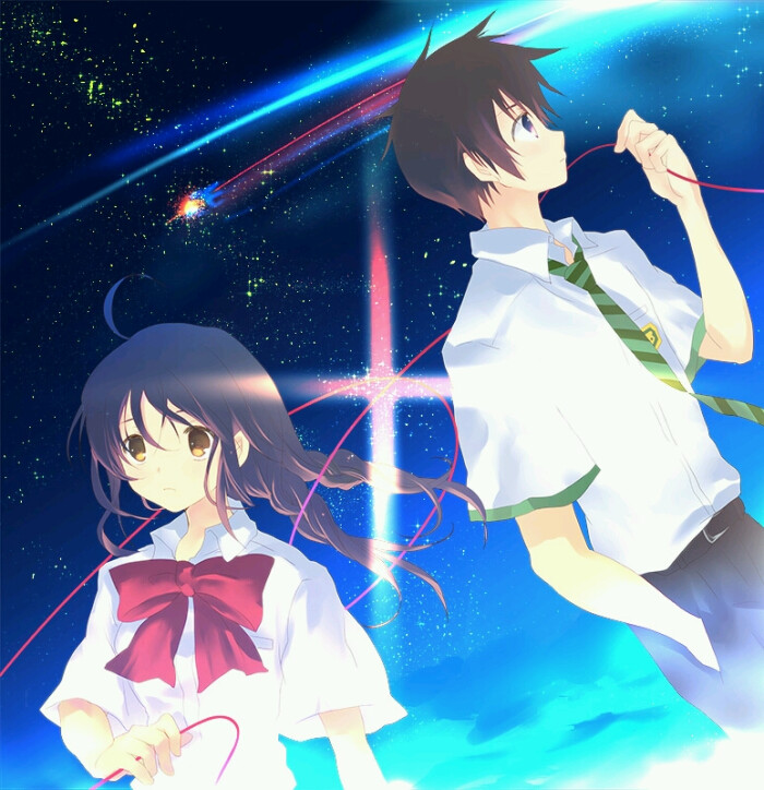 君の名は ,日本动画电影新海诚,壁纸,截图,立花泷,宫水三叶『夙筱