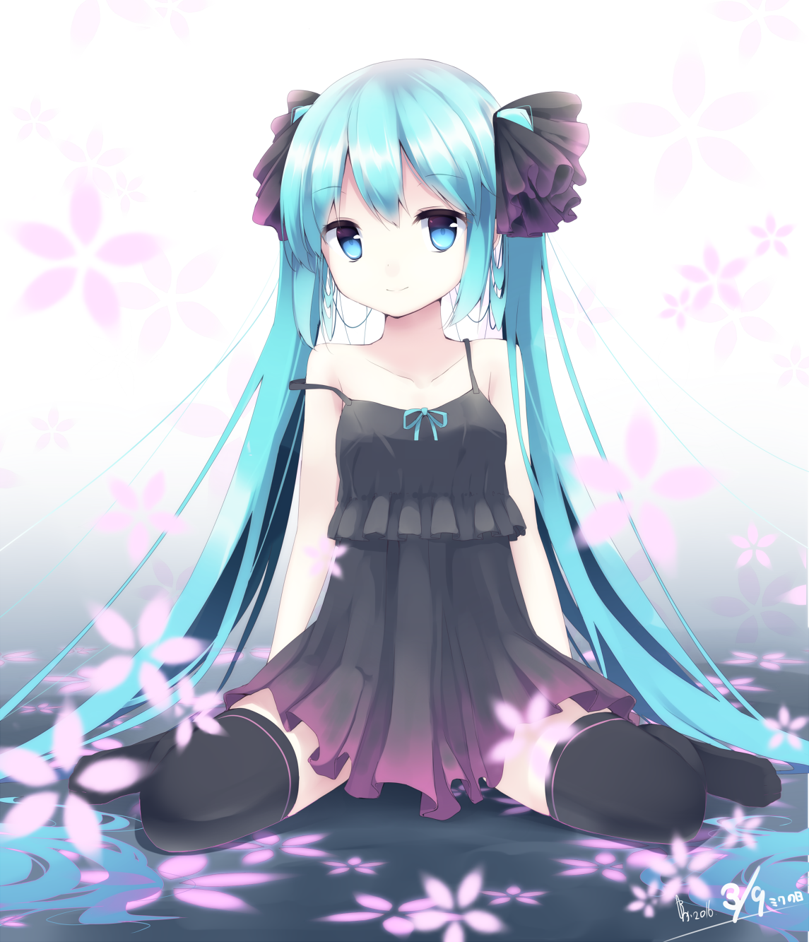 初音未来 初音 少女 美图 马尾 p站