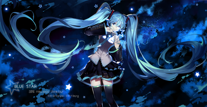 p站 二次元 插画 少女 头像 原创 初音未来 星空 vocaloi 画师