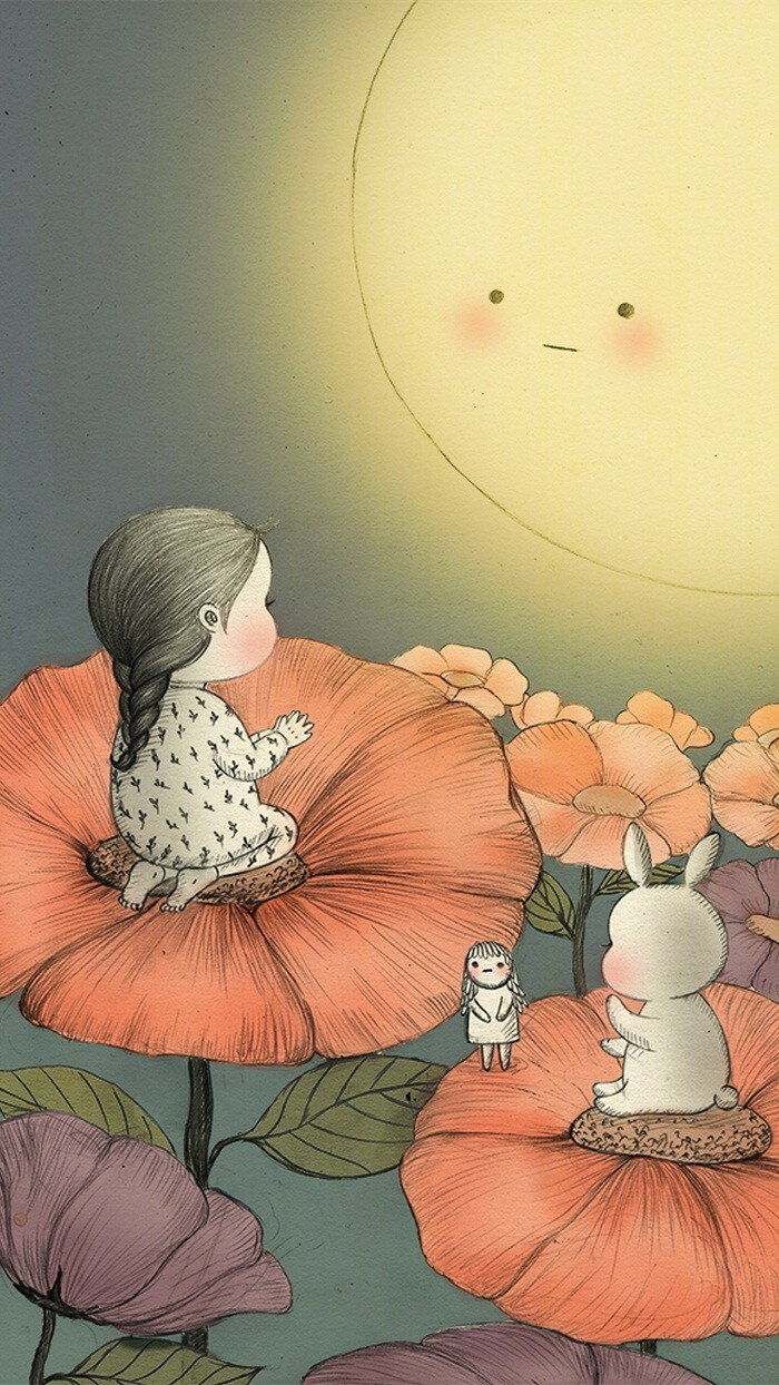 胖女孩与萌兔子的暖心故事~韩国画家tokkiinmilano插画作品.2016.12.