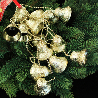 红艺坊台湾高档金色铃铛圣诞节圣诞树装饰|挂件|挂饰|一串|金钟