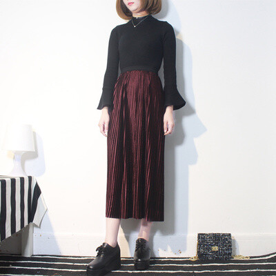 灯芯绒百褶裙半身裙中长款百搭高腰学生秋冬…