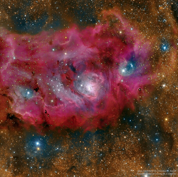 礁湖星云的高清图像,礁湖星云又称m8,位于人马座方向,距离我们约5000