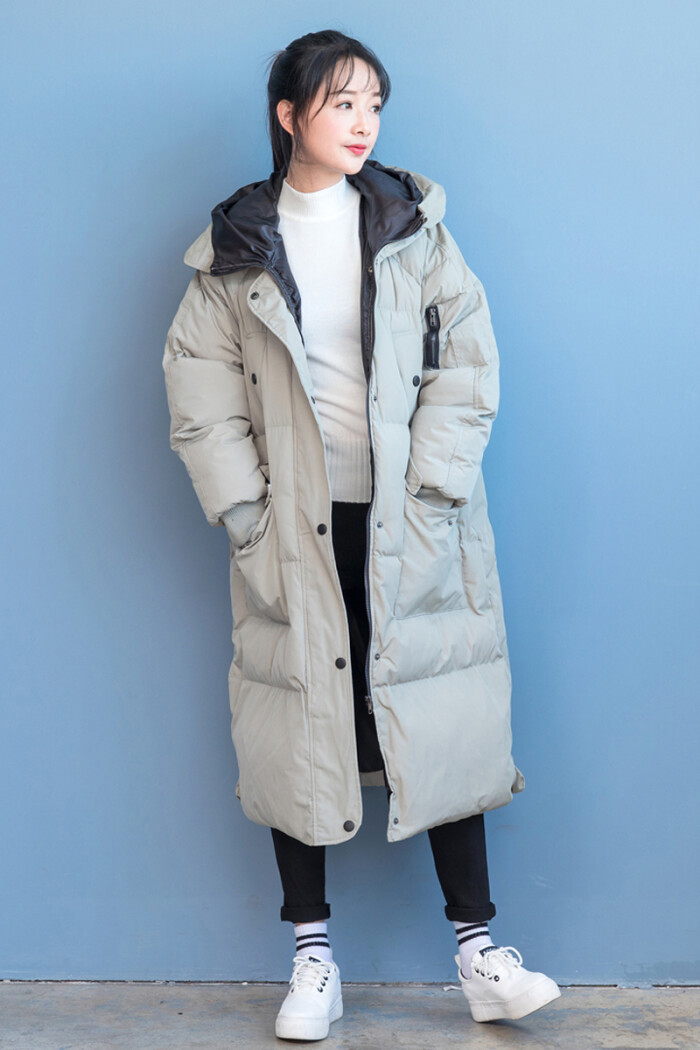 加厚棉衣女学生潮面包服冬装韩版中长款修身连