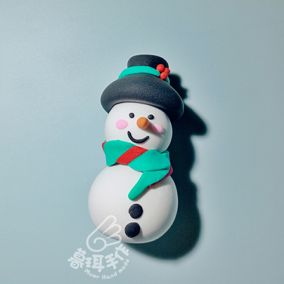 2016#超轻粘土# 新手入门,我家的手工圣诞节(二)---不会融化的雪人!