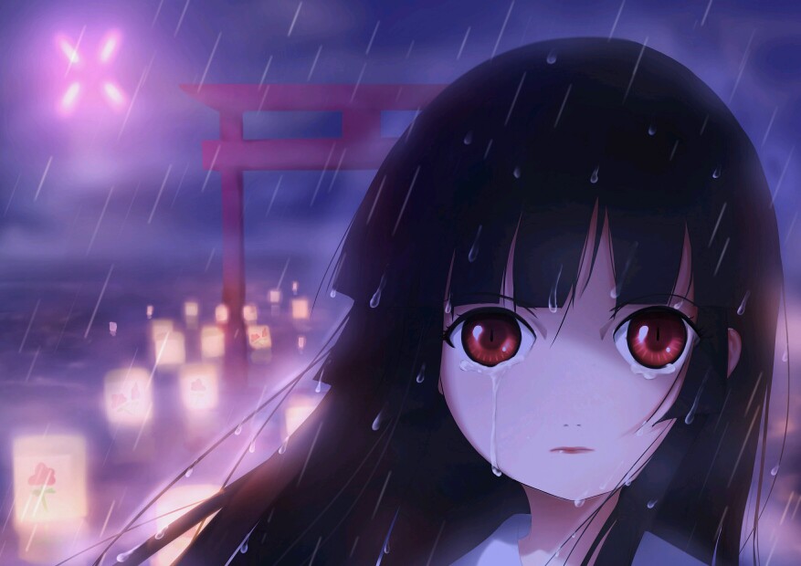 画师:古夕阎魔爱,日本动漫《地狱少女》中的女主角.