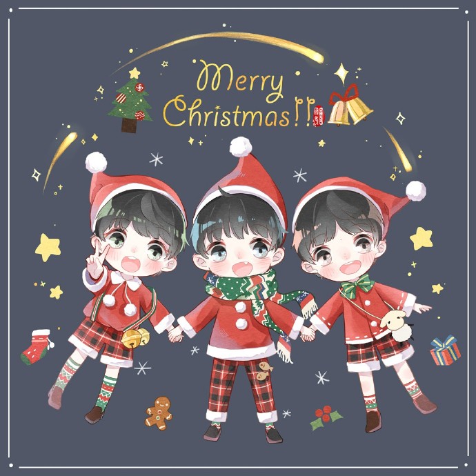 tfboys# 城市的街灯亮了,远处的星辰明了,圣诞的钟声敲响,伴随着