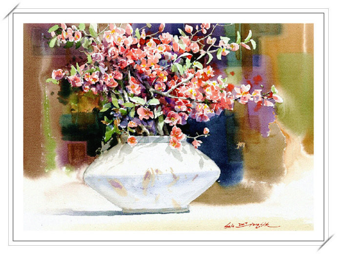 花香袭人 -- 韩国画家申宗植水彩花卉