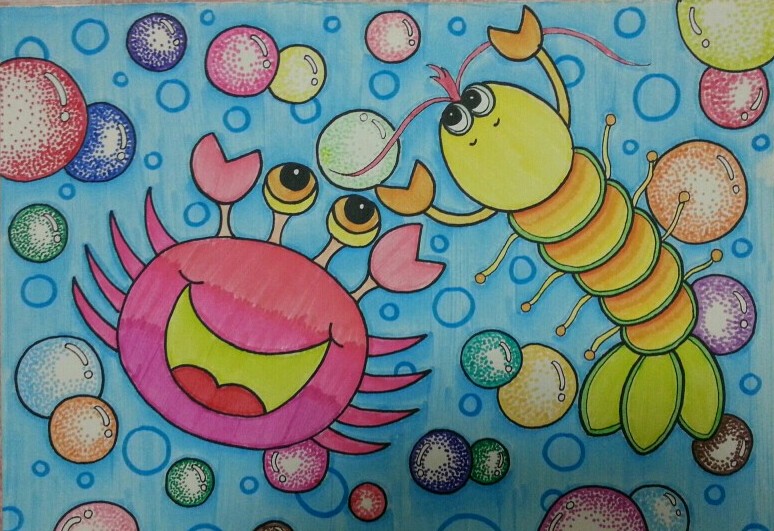 儿童画～螃蟹和龙虾