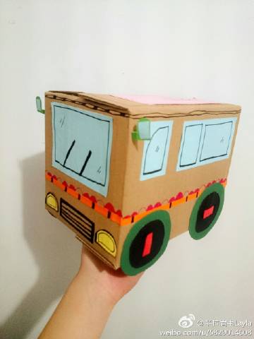 儿童画##儿童画素材#手工-废物利用-大汽车