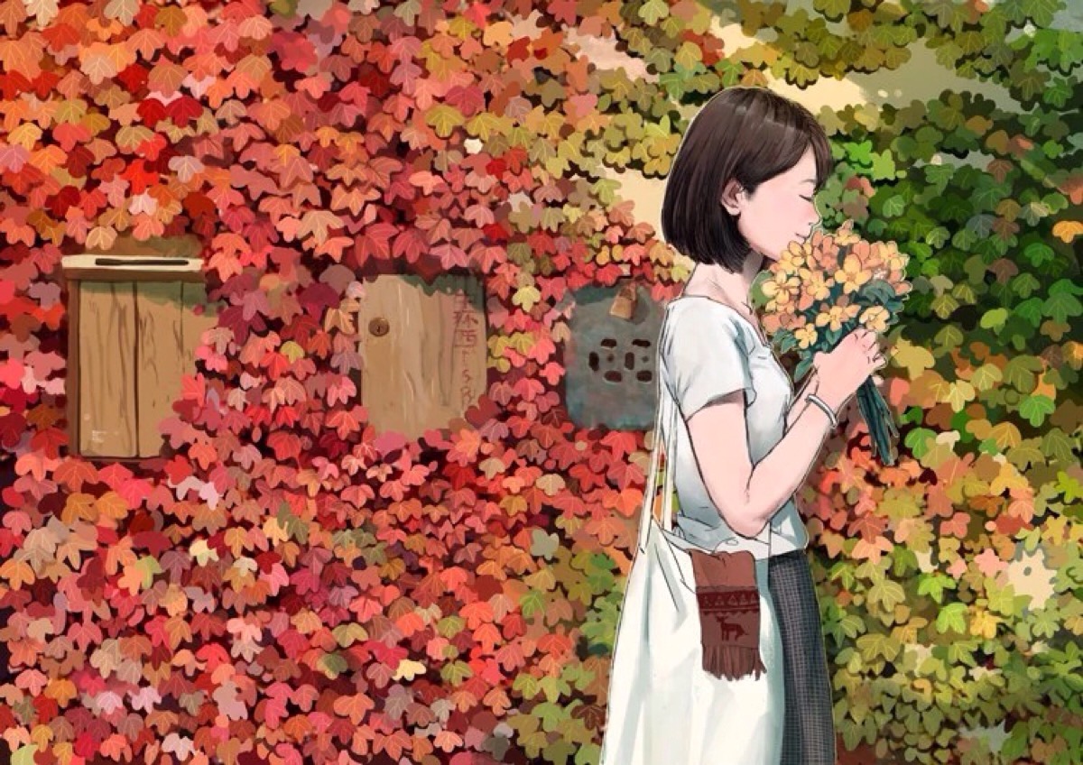 女孩与花