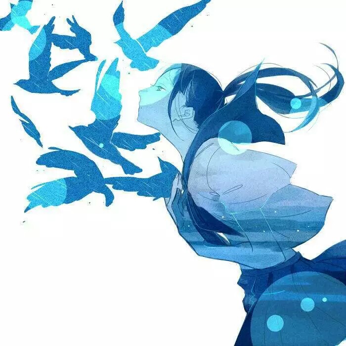 二次元 头像 蓝色少女