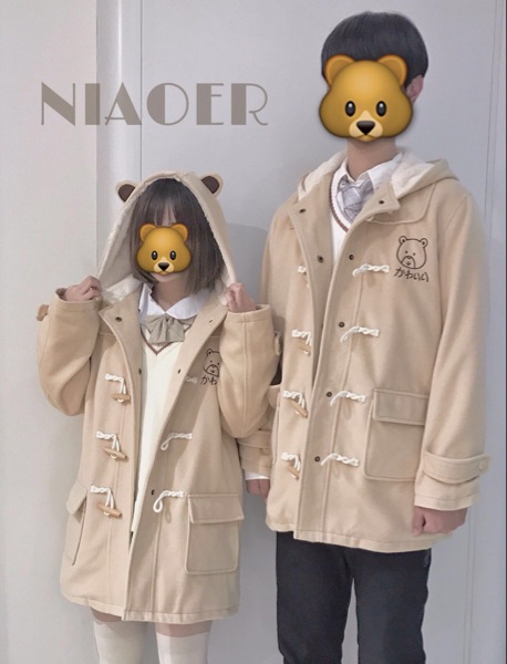 少女樱花△卡其色软妹日系可爱日文小熊刺绣…