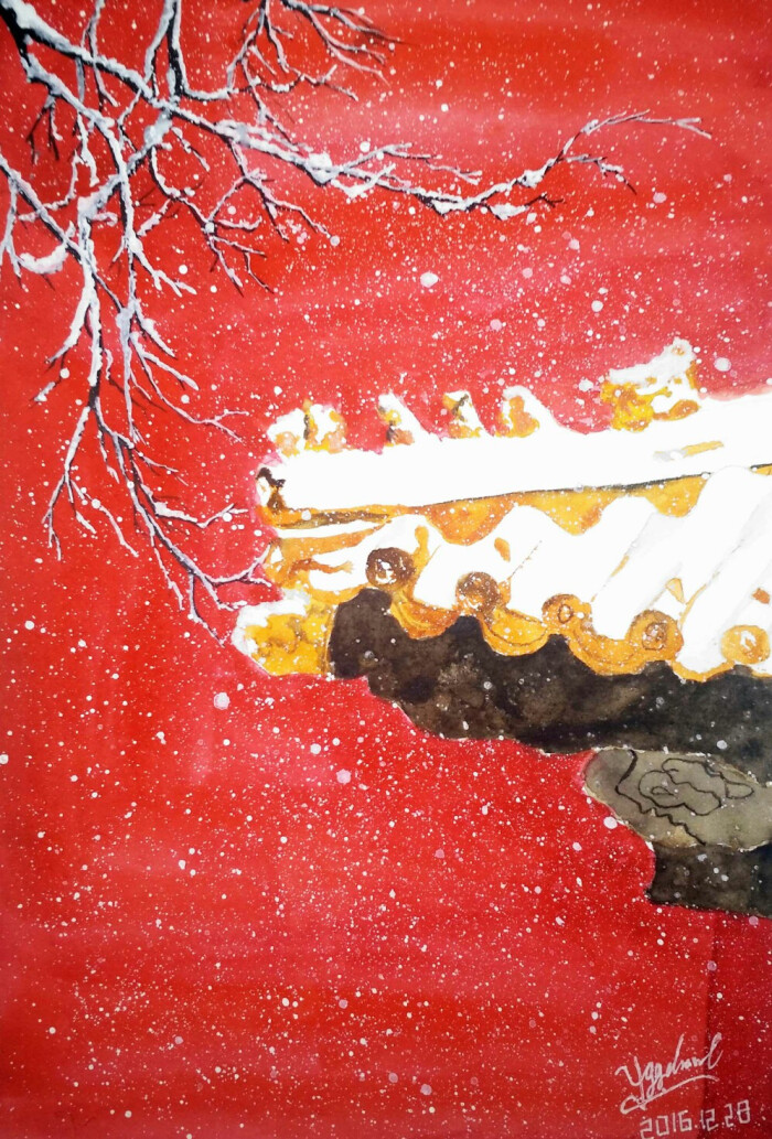 【红墙白雪琉璃瓦】故宫雪景系列(临摹照片…