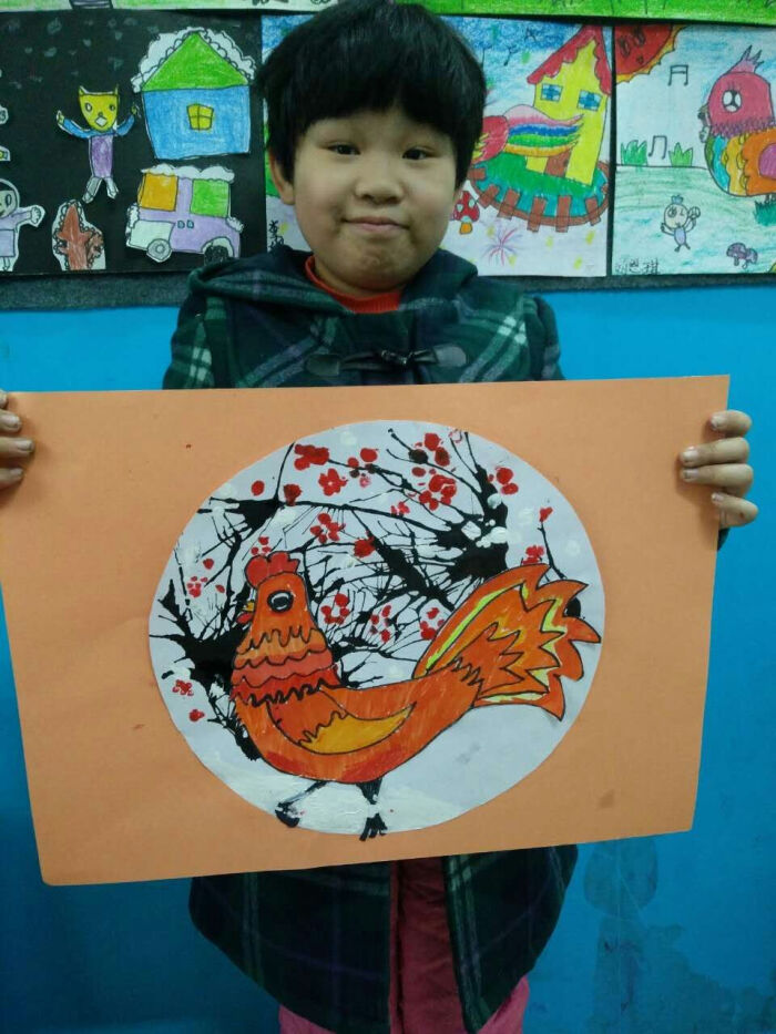 金鸡报春~创意美术 新年题材小学,幼儿园作品