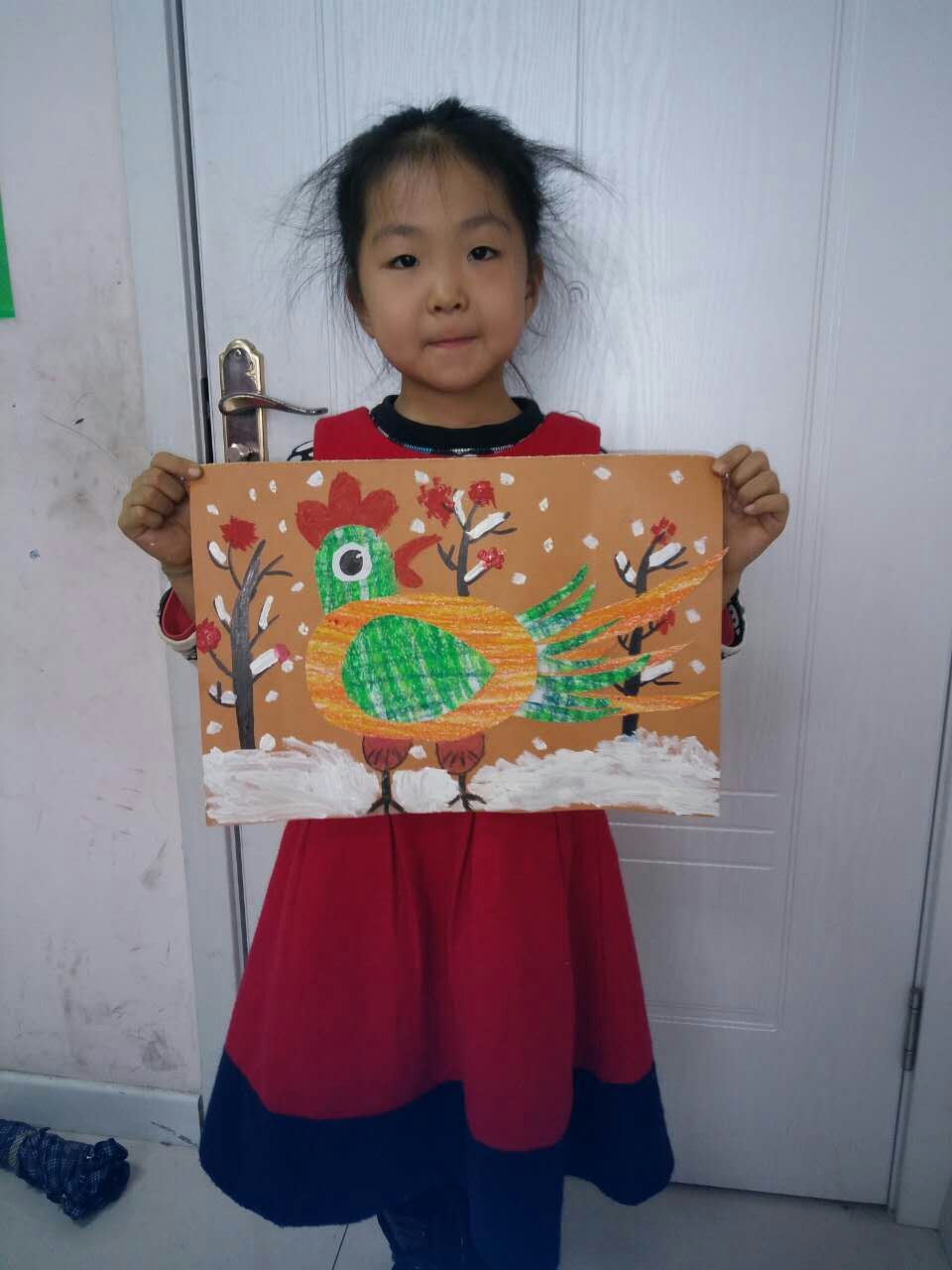 金鸡报春~创意美术 新年题材小学,幼儿园作品
