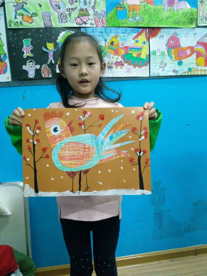 金鸡报春~创意美术  新年题材