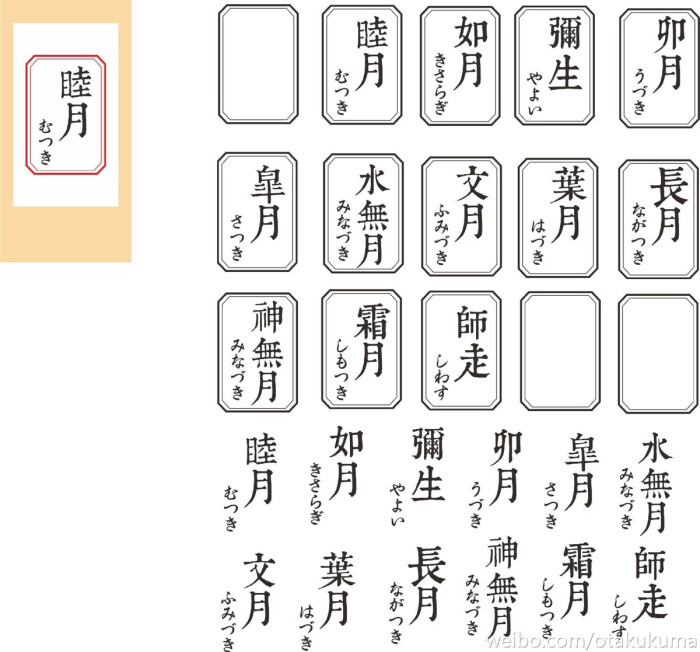 橡皮章,月份,日文