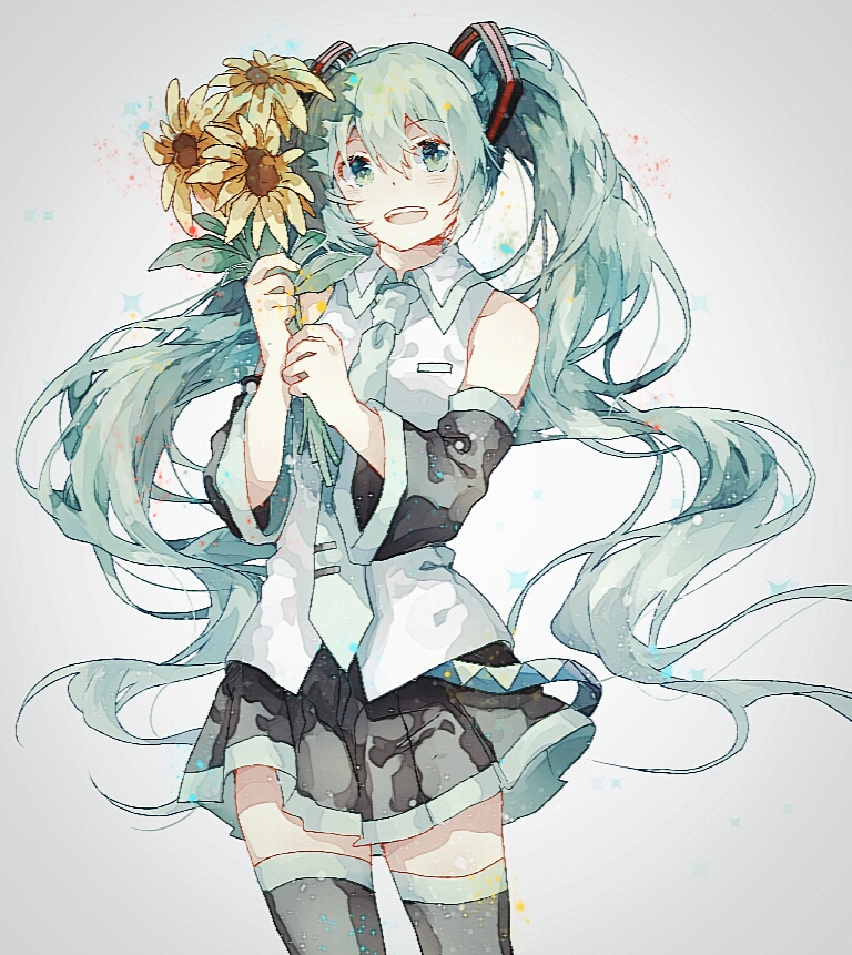 p站 二次元 插画 少女 头像 原创 唯美 初音未来 画师:gocoli id=