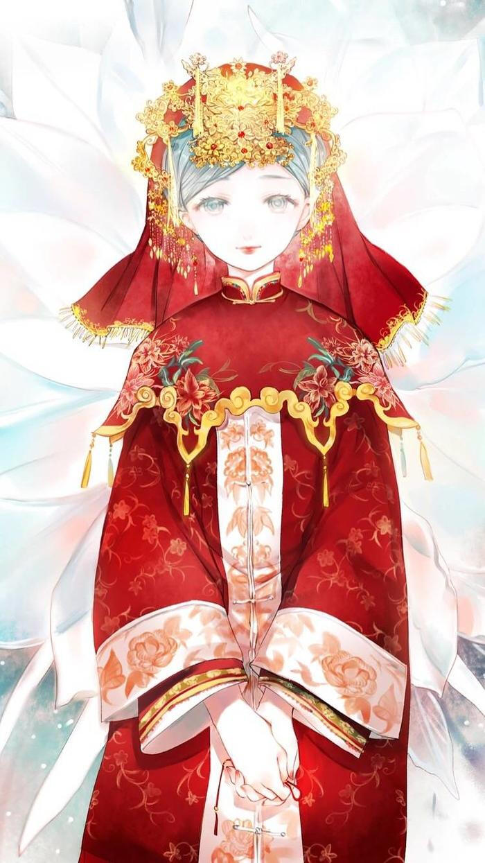 画师:壳小杀 二次元 古风 少女 唯美嫁衣 素材 美丽 可爱 动人 出自