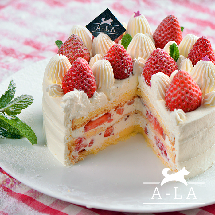 阿拉甜点草莓乳脂奶油蛋糕新鲜现做水果生日成都绵阳同城配送特价