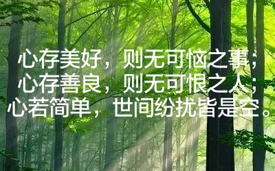 心存美好,则无可恼之事;心存善良,则无可恨之人;心若简单,世间纷扰皆