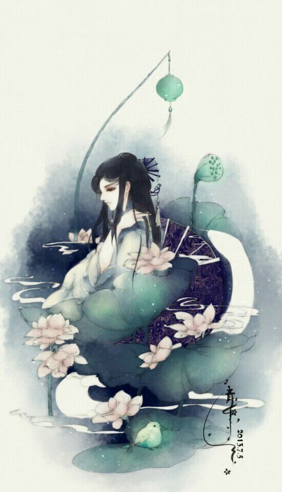 古风 美男 荷花 壁纸 锁屏