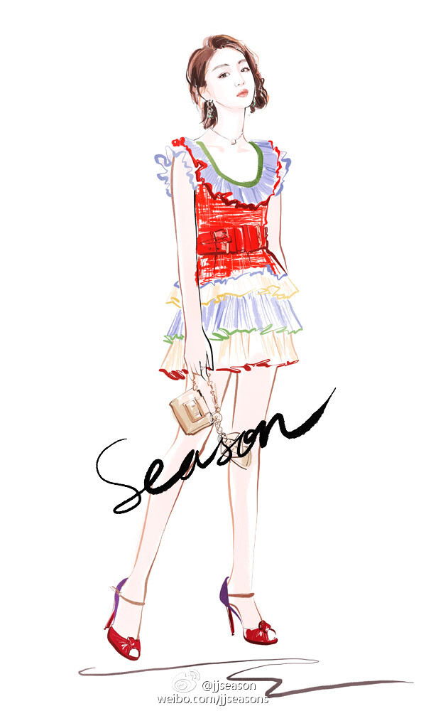 jjseason插画# #明星红毯礼服插画# ----- @周冬雨 身穿@alexander