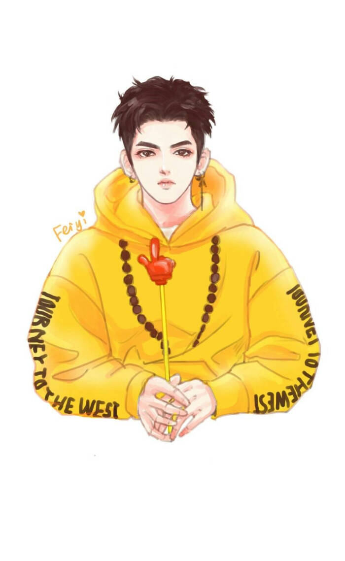 吴亦凡手绘 素描漫画 卡通吴亦凡 kris exo 花美男 偶像 明星 帅哥 小