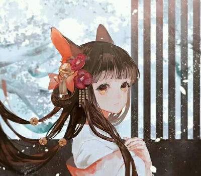 女孩 动漫 古风 头像 唯美 妖精 耳朵 长发 棕发 直发 古装 意境