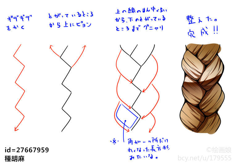 麻花辫画法