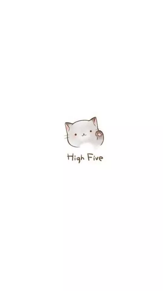 手机壁纸 白色系 喵星人 high five﹌