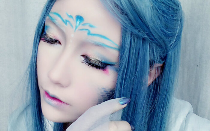 动漫coser 人物 神妆 幻萌 古风 cos 哥特 彩虹色 斑斓 女神系 纯白