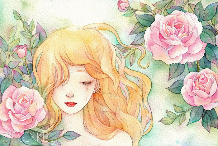 水彩 人物 插画 手绘 少女 小清新