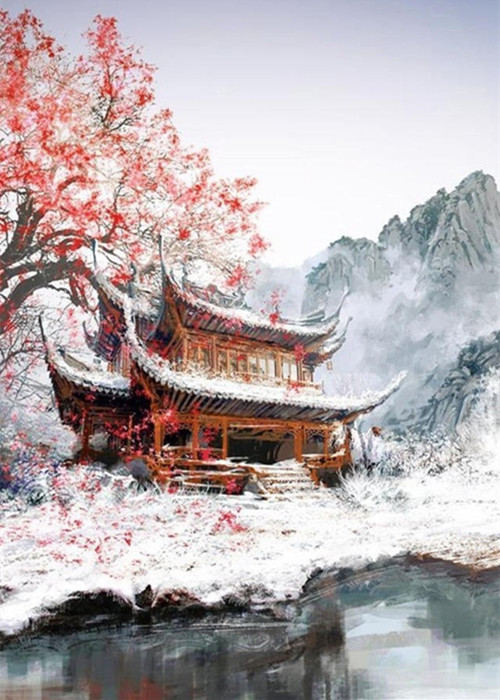 红梅映雪