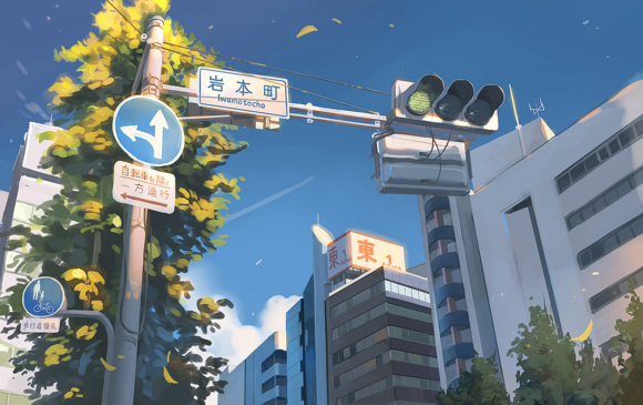 繁华的日本街头 动漫背景-堆糖,美好生活研究所
