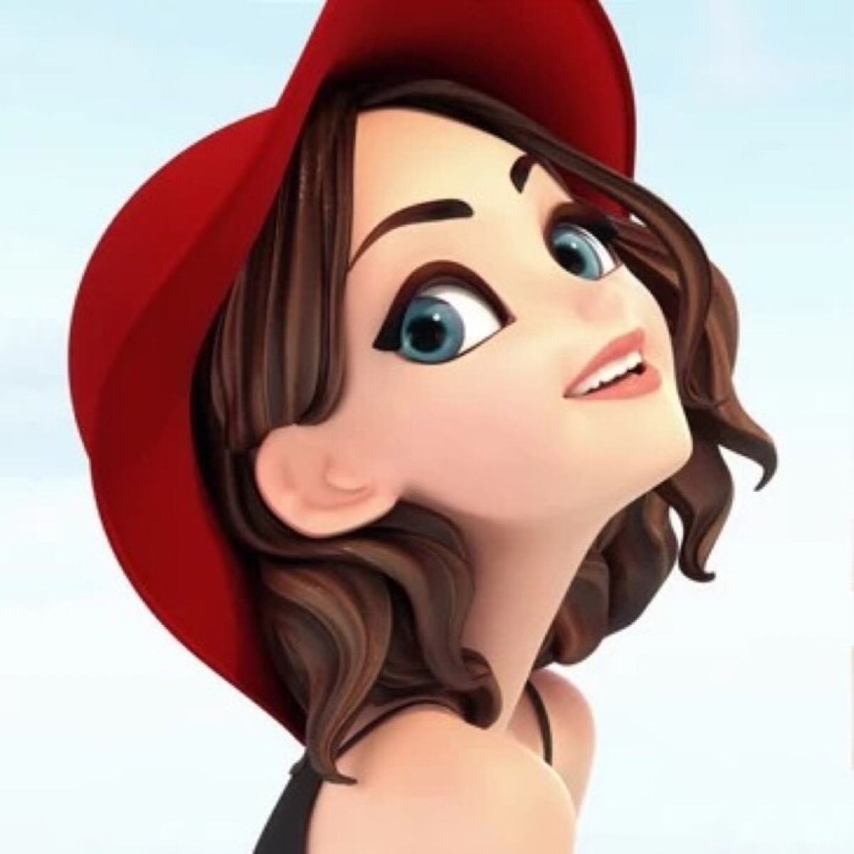 很酷的女生卡通头像 带着红色帽子时尚发型简直就是酷毙了